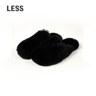 LESS优雅时尚舒适女式拖鞋秋冬休闲慵懒獭兔毛便鞋3O9M14340