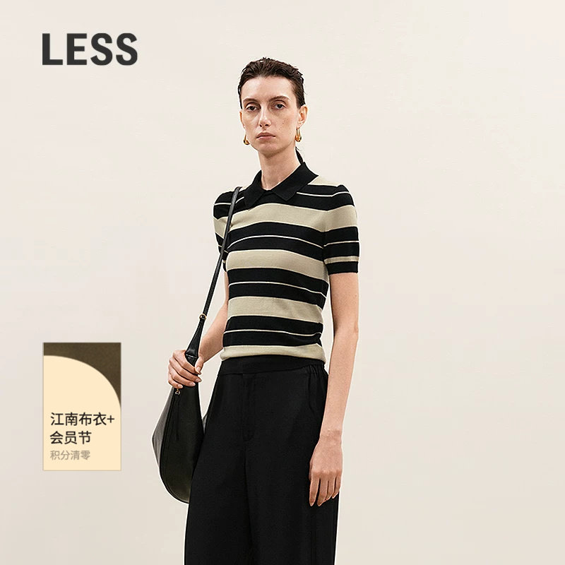 【商场同款/0压系列】LESS2026夏新条纹短袖Polo针织衫2Q4315580