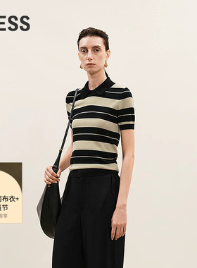 【商场同款/0压系列】LESS2026夏新条纹短袖Polo针织衫2Q4315580