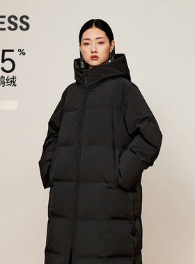 【科鲁达白鹅绒】LESS冬宽松双头拉链连帽长款羽绒服女2O0C13240
