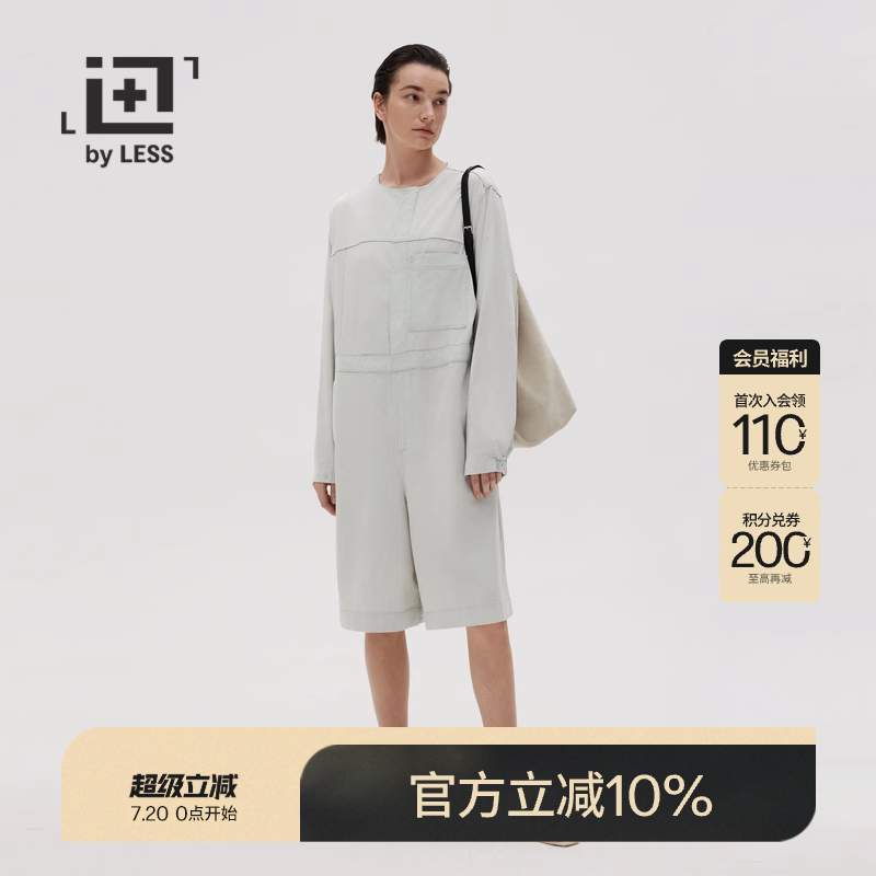 【迅系列】LESS春牛仔体衣女oversize薄款休闲连体短裤2