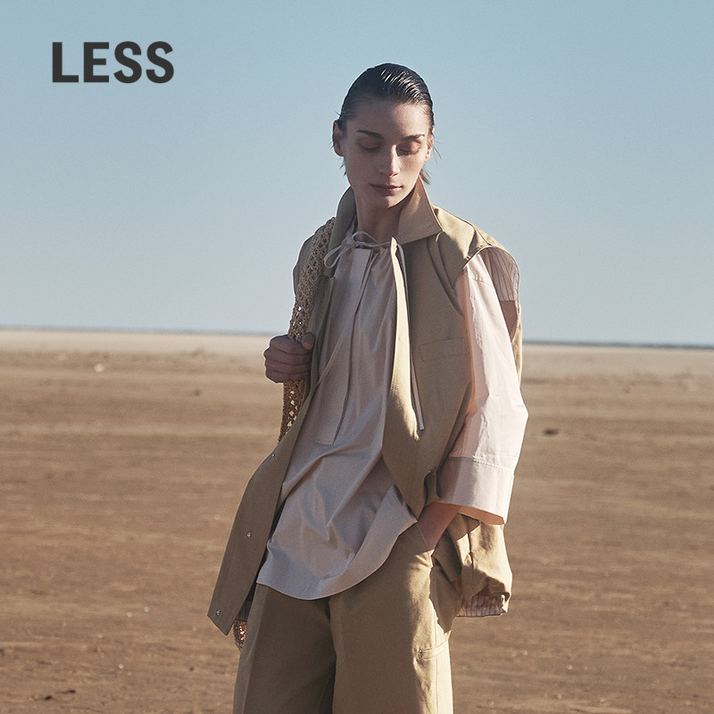 LESS夏季工装马甲女休闲宽松复古廓形中长款无袖外套女2P451