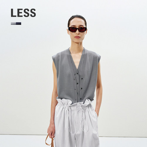 LESS假两件无袖针织马甲女