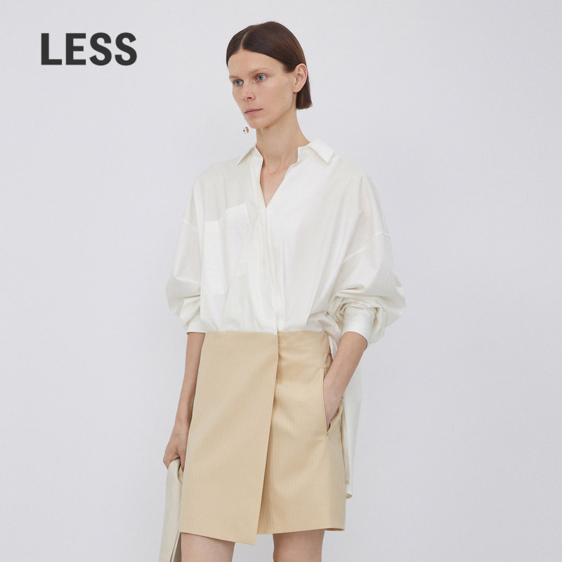 LESS假两件拼接短袖连衣裙