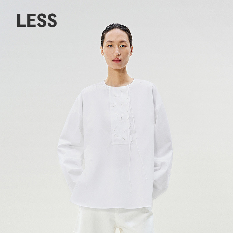 【精工系列】LESS春长绒棉小花绣花宽松简约休闲衬衫女2P221