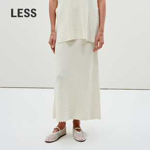 LESS夏A字简约气质腰裙舒适全棉半身裙子2P6D11990 精工系列