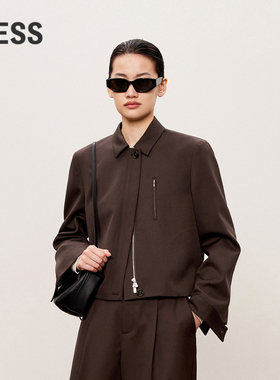 LESS春秋短款夹克外套女复古小香风精纺气质松紧上衣女2O8612850