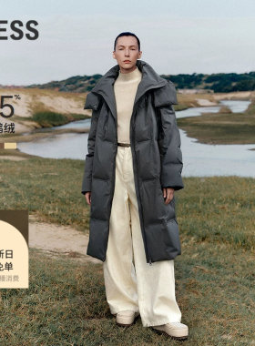 LESS连帽长款白鹅绒羽绒服