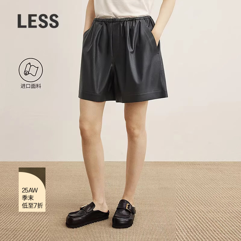 【商场同款】LESS2025秋新款进口直筒系带松紧腰短裤女2P9