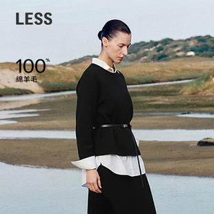 【商场同款】LESS2025年秋新款美丽诺羊毛套头针织衫女2P9318430