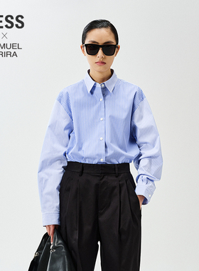 【SAMUEL系列】LESS春棉质OVERSIZE宽松条纹衬衫女2P3212650