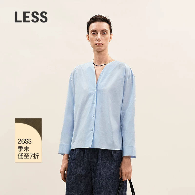 LESS收腰纯色含棉衬衫图片