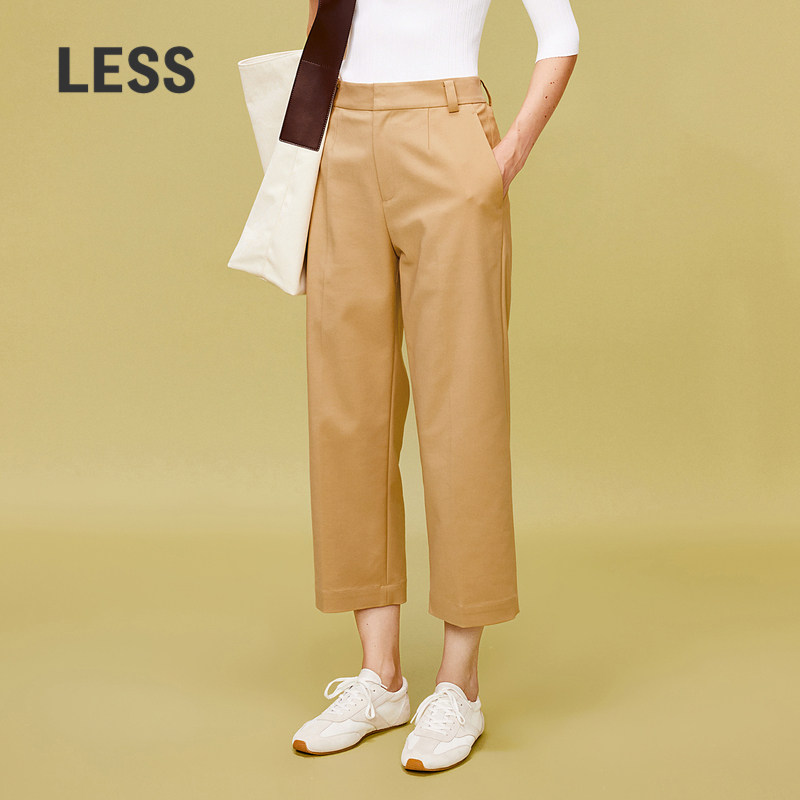 LESS通勤西装裤女休闲简约卡其色宽松直筒挺阔九分裤2O3E11560,女装/女士精品,休闲裤,淘宝优惠券,粉丝福利购,淘宝优惠卷