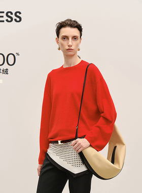 【商场同款/CNY系列】LESS2026春新款红色套头羊绒衫女2Q1315950