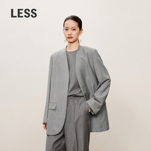 LESS通勤职场绅士风无扣西装外套