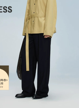 LESS休闲直筒西装裤女春秋职场通勤黑色精纺宽松长裤女2O8E10280