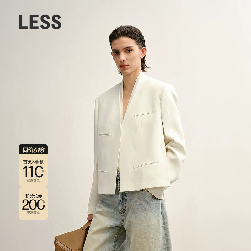 【精工系列】LESS秋通勤小香风绵羊毛桑蚕丝西装外套女2P871