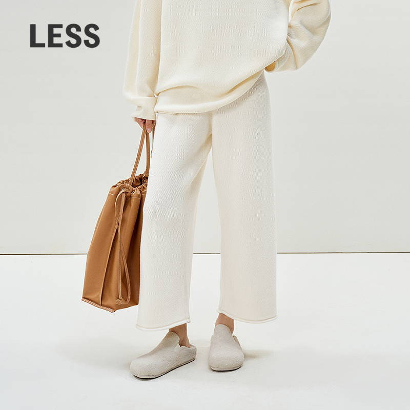 LESS新款直筒绵羊毛针织休闲裤
