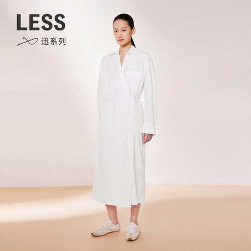 【迅系列】LESS春季简约设计感长绒棉长袖衬衫连衣裙2O4G12590