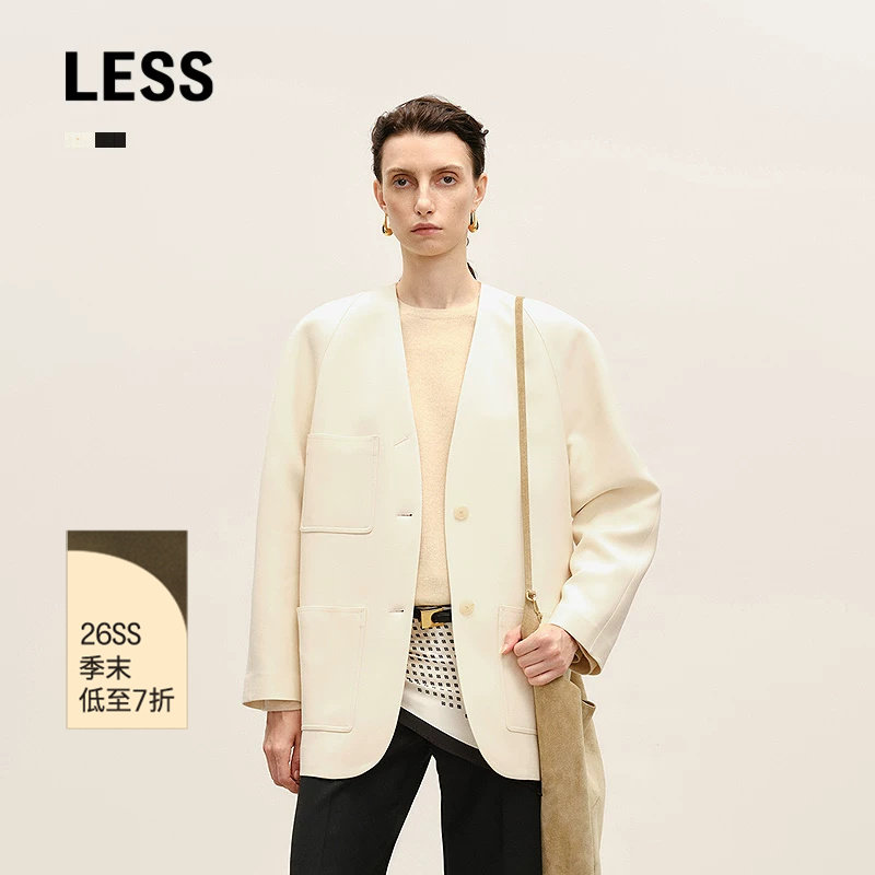 【商场同款/精工系列】LESS2026春新款无领插肩袖西装女2Q