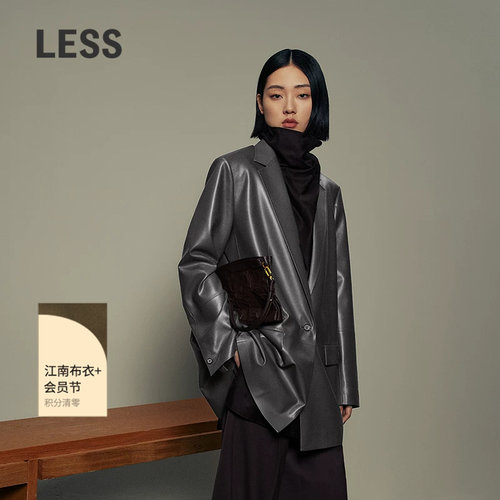 LESS西服式复古时髦皮衣