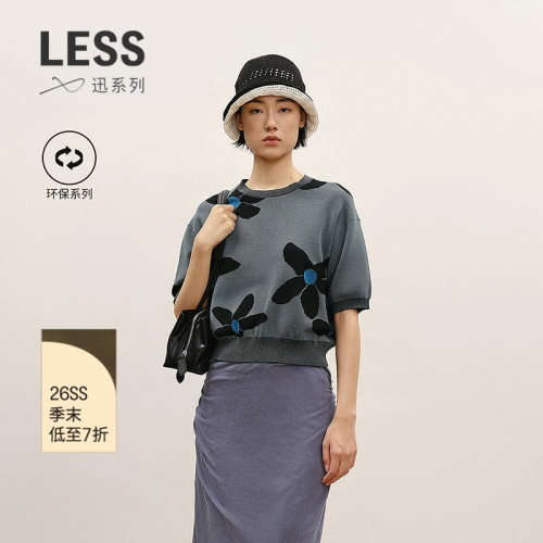 LESS印花短袖套头针织衫