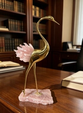 粉水晶天鹅摆件客厅玄关电视柜工艺品家居办公室装饰乔迁送礼