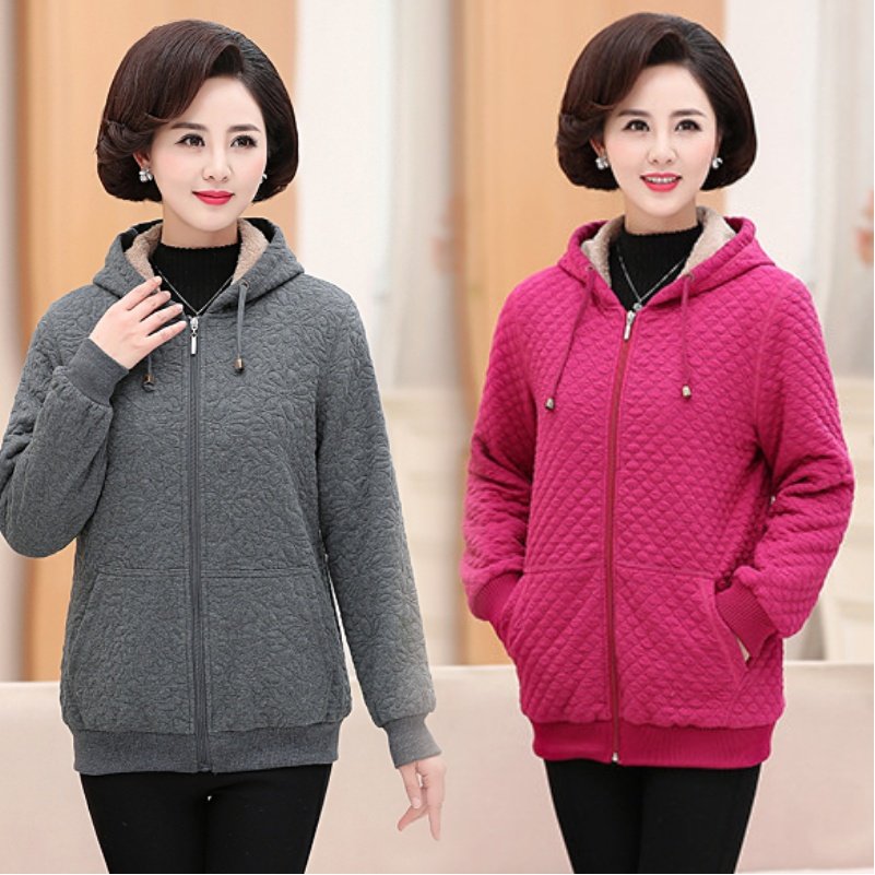 妈妈装秋冬装加绒加厚洋气外套棉服40-50岁中老年女装棉衣卫衣,女装/女士精品,卫衣/绒衫,淘宝优惠券,粉丝福利购,淘宝优惠卷
