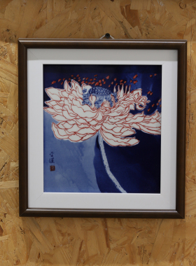 景德镇非遗大师手作新彩青花瓷板画墙面挂画小号桌面立件画
