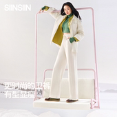 SIINSIIN卫裤 女加绒2025新款 阔腿运动裤 鞠婧祎同款 白色直筒裤 子冬