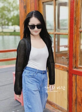 桑蚕丝羊绒开衫女夏季针织镂空时尚百搭防晒保暖蝙蝠袖开衫薄款