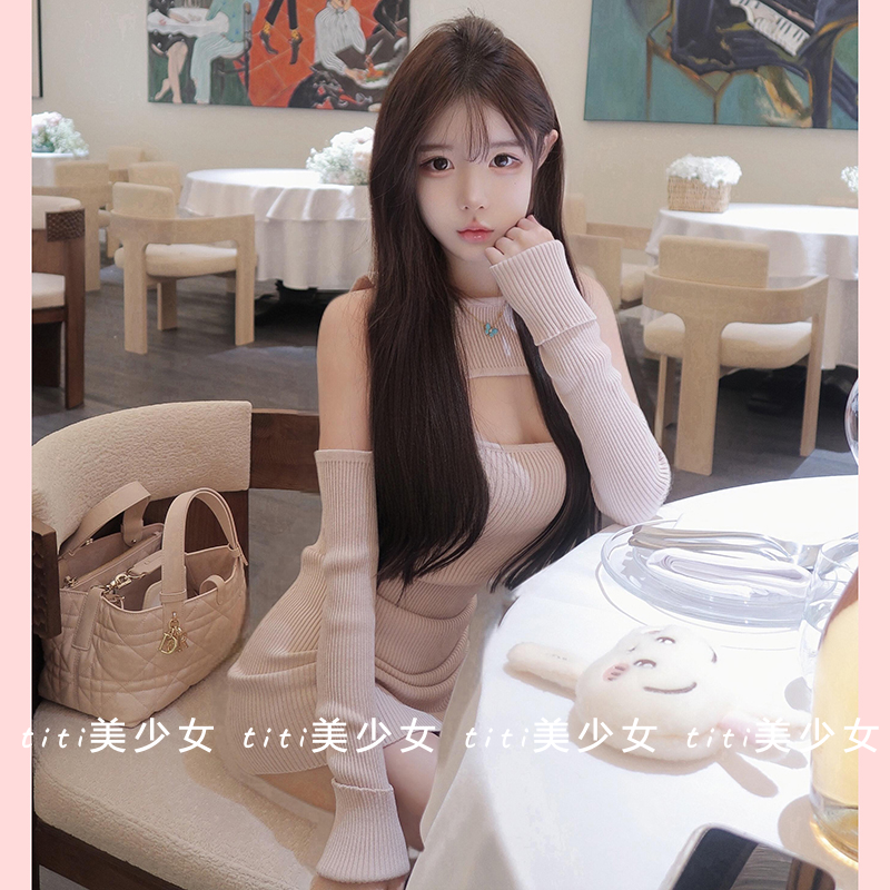 【TiTi美少女】春季超嗲针织裙灰粉色巨美气质百搭修身显瘦连衣裙,女装/女士精品,大码内搭,淘宝优惠券,粉丝福利购,淘宝优惠卷