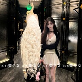 减龄长袖 小众针织拉链修身 外套针织背心百褶裙套装 TiTi美少女