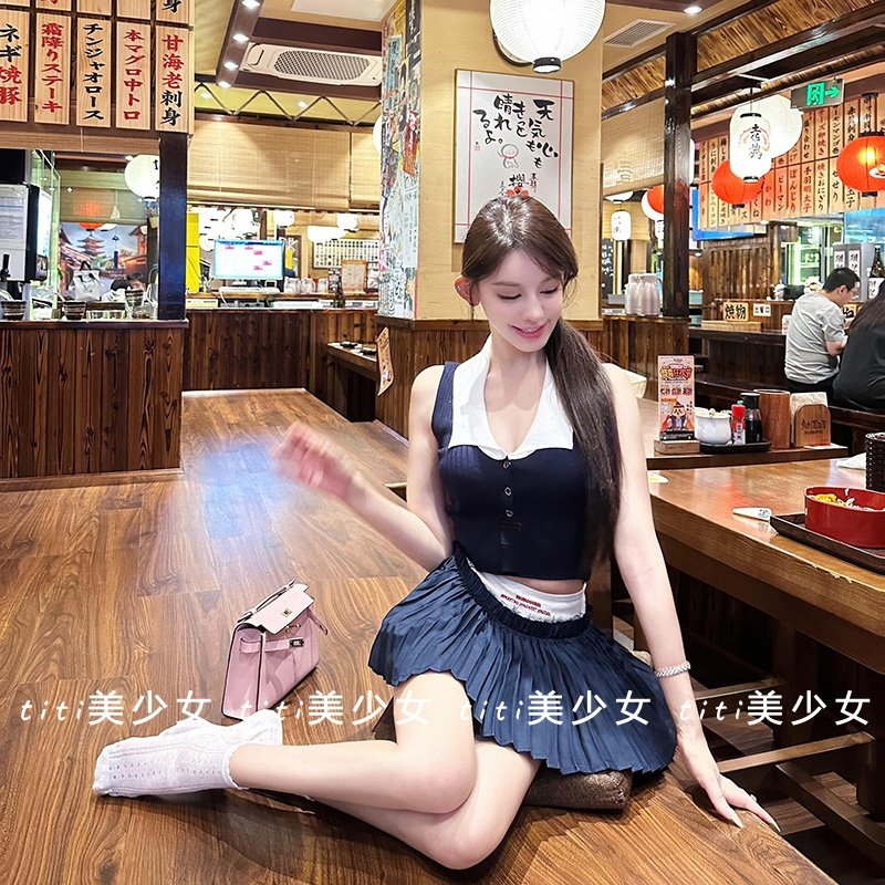 纯欲辣妹抹胸无袖小上衣