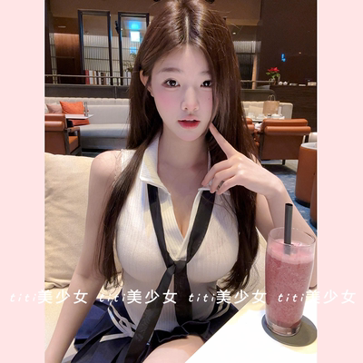 纯色螺纹无袖背心短款上衣女