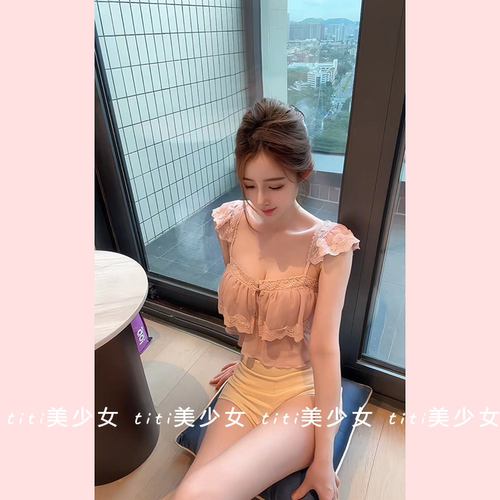 蕾丝拼接荷叶边显瘦百搭超美上衣