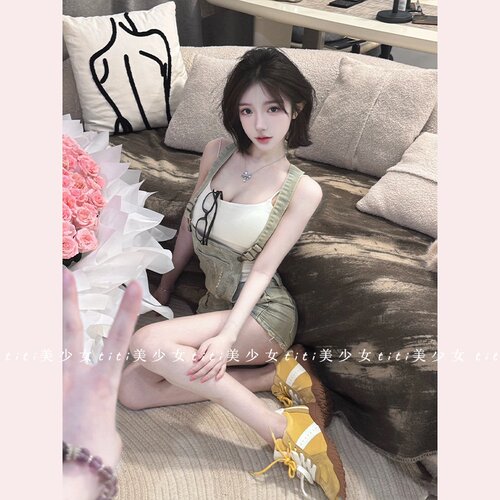 复古纯欲y2k水洗牛仔背带短裤