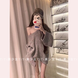 【TiTi美少女】高妹必入松弛中长款毛衣女秋冬宽松慵懒针织衫上衣