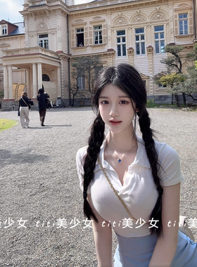 短袖T恤正肩性感显胸短款上衣
