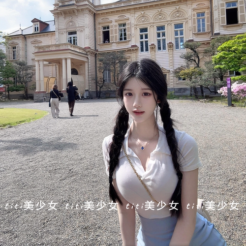 短袖T恤正肩性感显胸短款上衣