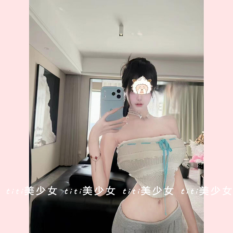 【TiTi美少女】纯欲风针织辣妹系带别致抹胸背心春季新款外穿上衣,女装/女士精品,大码内搭,淘宝优惠券,粉丝福利购,淘宝优惠卷