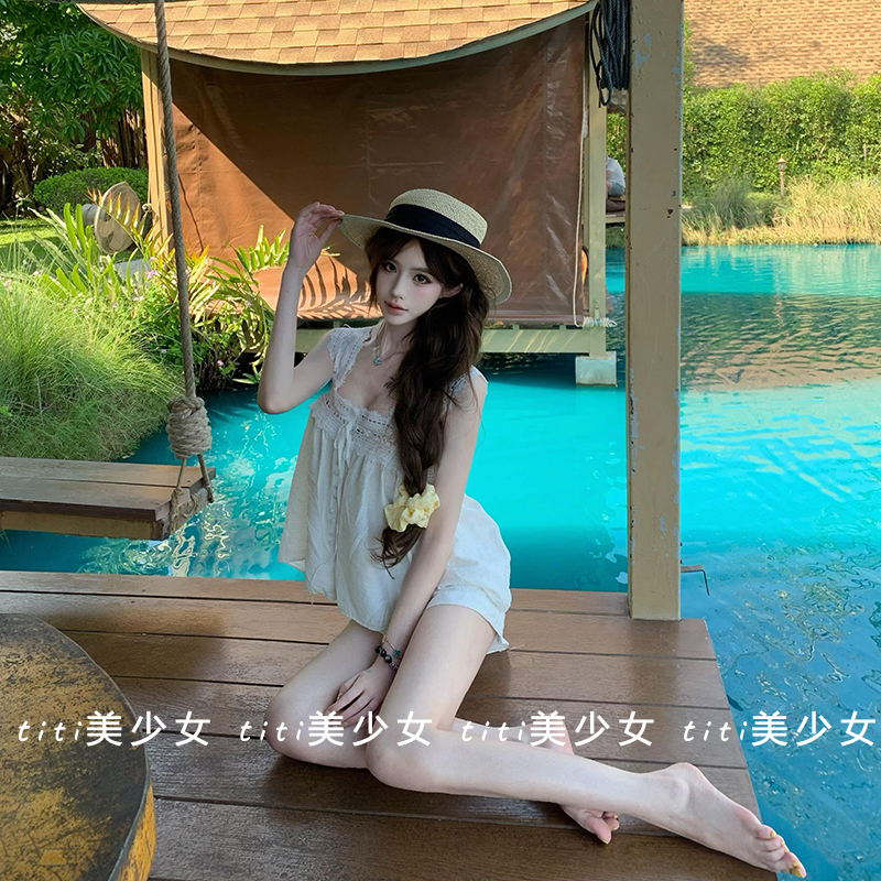 【TiTi美少女】新款韩版宽松花边减龄甜美显瘦百搭棉麻背心上衣,女装/女士精品,大码内搭,淘宝优惠券,粉丝福利购,淘宝优惠卷