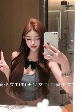 【TiTi美少女】灰色纯欲镂空蝴蝶结背心夏季性感风修身短款小上衣