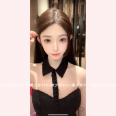 黑色缎面性感抹胸上衣背心女 纯欲风黑猫女警解构式 TiTi美少女