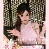 纯欲风嫩粉色软糯羊毛针织半高领修身 TiTi美少女 打底上衣