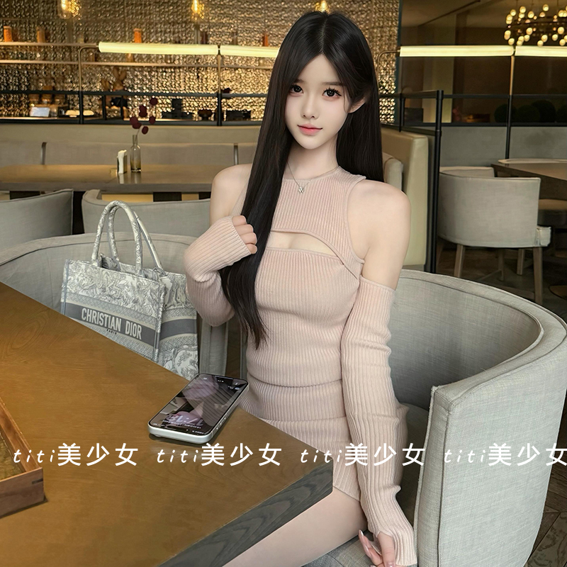 【TiTi美少女】春季超嗲针织裙灰粉色巨美气质百搭修身显瘦连衣裙,女装/女士精品,大码内搭,淘宝优惠券,粉丝福利购,淘宝优惠卷