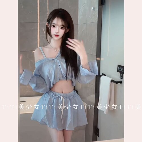 夏季短款上衣a字裙裤套装
