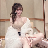 上衣 短款 TiTi美少女 V领针织冰丝小吊带背心辣妹性感内搭无袖