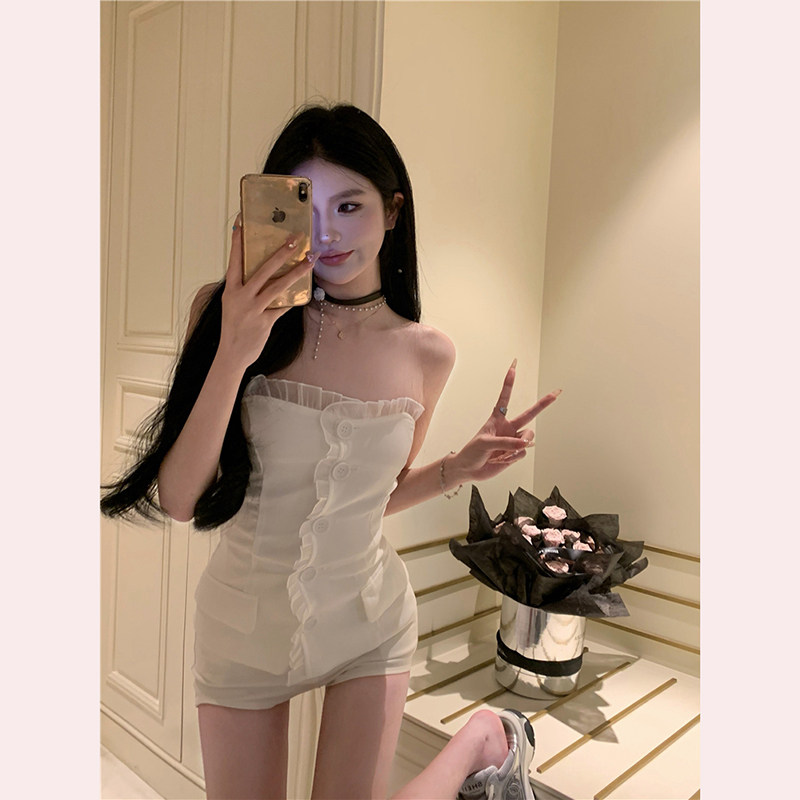 【TiTi美少女】法式荷叶边百搭内搭修身露肩裹胸 抹胸上衣女,女装/女士精品,真丝上装,淘宝优惠券,粉丝福利购,淘宝优惠卷