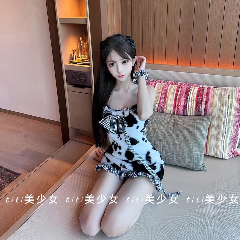 【TiTi美少女】辣妹性感修身超短荷叶边抹胸裹胸毛绒奶牛连衣裙,女装/女士精品,大码内搭,淘宝优惠券,粉丝福利购,淘宝优惠卷